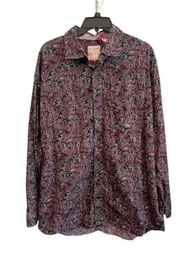Roper Paisley Western Snap Shirt XL Red Black Long Sleeve Cowboy